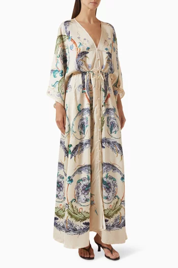 Drawstring Kaftan in Viscose-blend