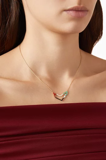 For the Love of the United Arab Emirates Enamel Necklace in 18kt Gold