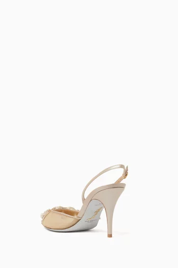 Rosalia 80 Slingback Sandals in Net & Leather
