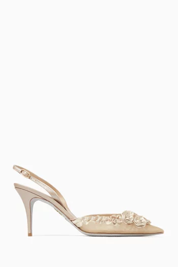 Rosalia 80 Slingback Sandals in Net & Leather