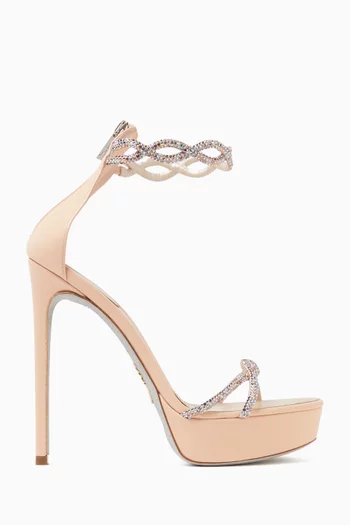 Braid 130 Platform Sandals in Satin & Leather