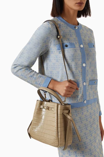 Romy Bucket Bag in Croc-embossed Leather