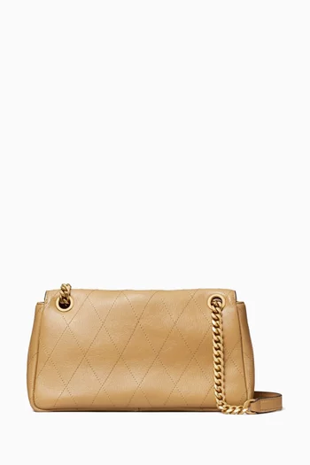 Small Charlie Quilted Shoulder Bag in Pebbled Leather
