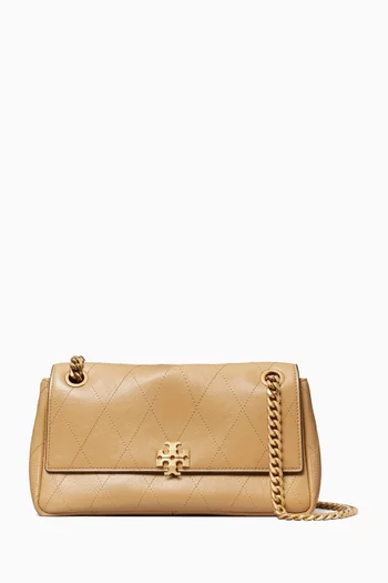 Small Charlie Quilted Shoulder Bag in Pebbled Leather