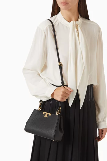 Mini Eleanor Soft Satchel Bag in Pebbled Leather