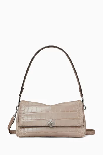 Small Charlie Shoulder Bag in Croc-embossed Leather
