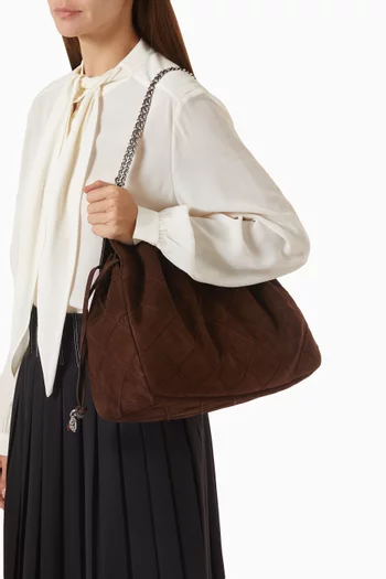 Large Fleming Tote Bag in Quilted Suede