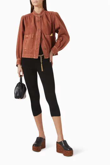High-neck Gathered Jacket in Denim