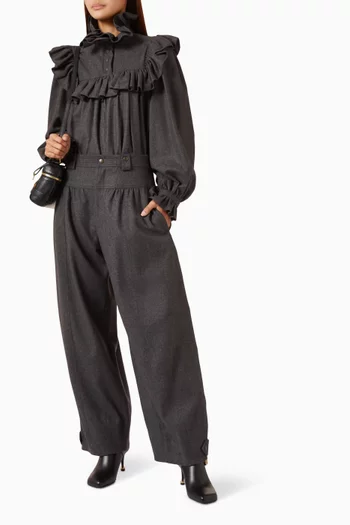Ruffle Turtleneck Shirt in Wool & Cashmere