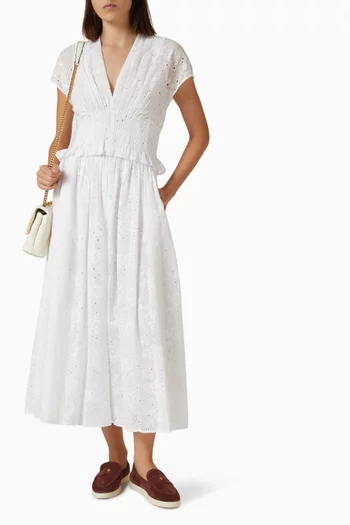 Eyelet Midi Dress in Cotton
