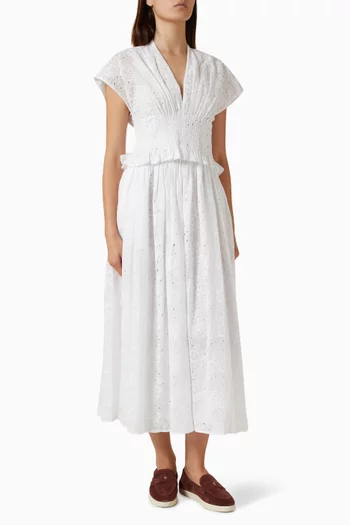 Eyelet Midi Dress in Cotton