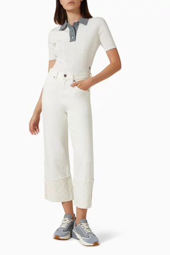 Pointelle Polo Shirt in Cotton