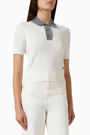 Pointelle Polo Shirt in Cotton