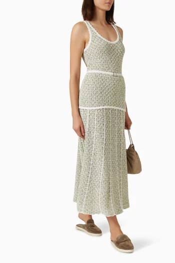 Pleated Knit Midi Skirt in Cotton-blend