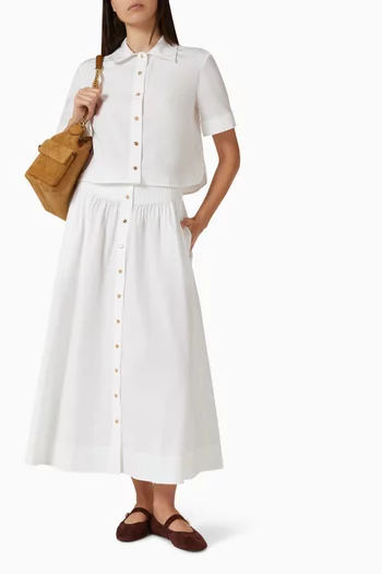 Button Midi Skirt in Poplin