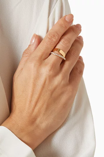 Icon Pavé Double Ring in 18kt Gold-plated Brass