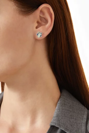 Forget Me Not Stud Earrings in Silver-tone Plated Brass