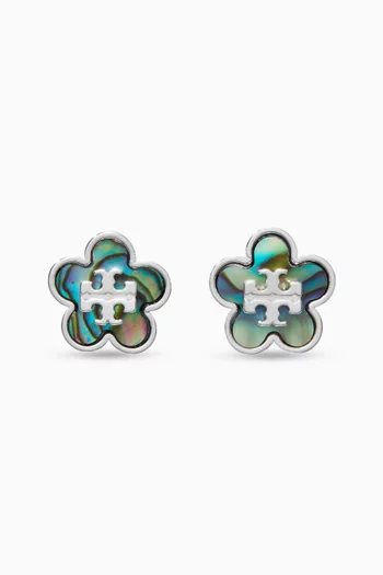 Forget Me Not Stud Earrings in Silver-tone Plated Brass