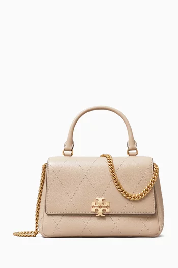 Mini Charlie Quilted Top-Handle Bag in Leather