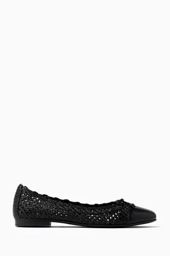 Cap-toe Ballerina Flats in Raffia
