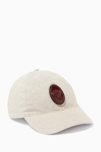Logo Baseball Cap in Cotton-linen