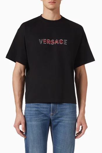 Logo Embroidered T-shirt in Cotton-jersey