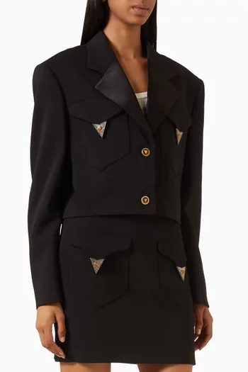 Crop Blazer in Virgin Wool Blend