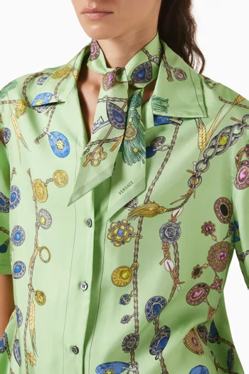 Printed Ribbon Scarf in Silk Twill