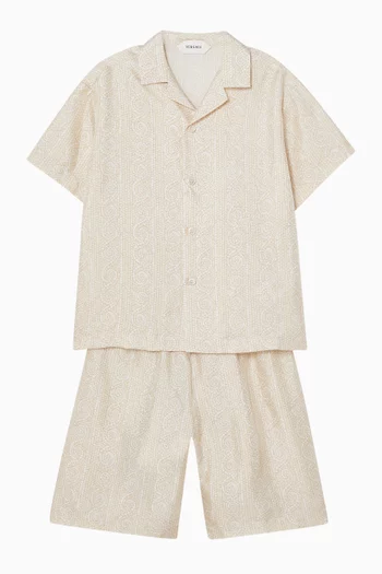 Greca Mosaic Shirt in Silk Twill