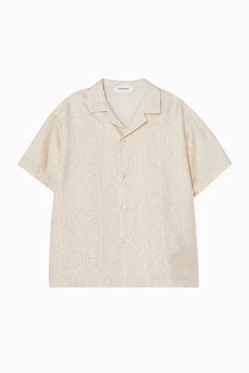 Greca Mosaic Shirt in Silk Twill