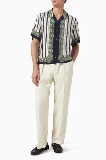 Striped-print Shirt in Crepe De Chine Silk