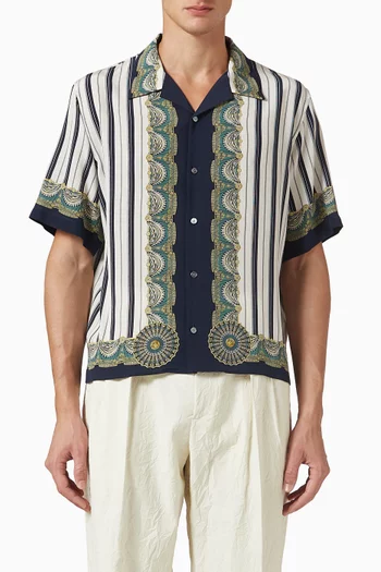 Striped-print Shirt in Crepe De Chine Silk