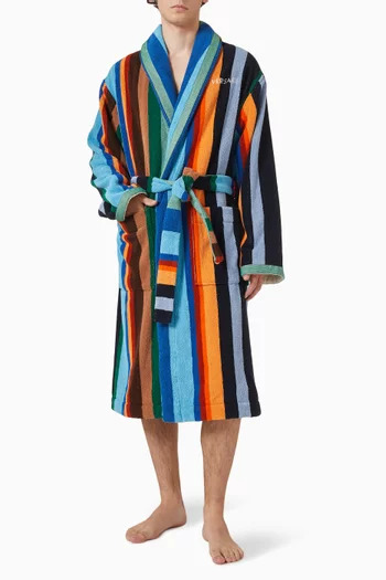 Striped Jacquard Bathrobe in Cotton Terry