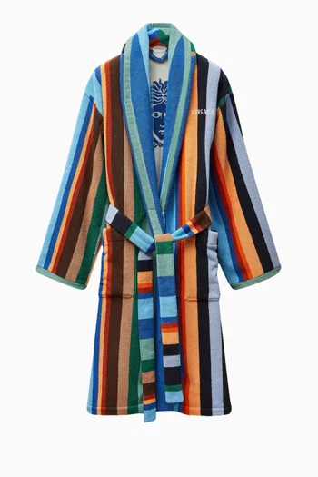 Striped Jacquard Bathrobe in Cotton Terry