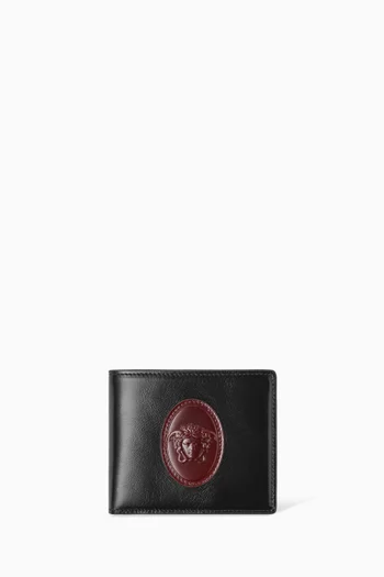Medusa Logo Bi-fold Wallet in Leather