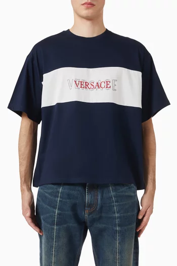 Intarsia Logo-print T-shirt in Cotton-jersey