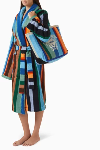 Striped Jacquard Tote Bag in Cotton Terry