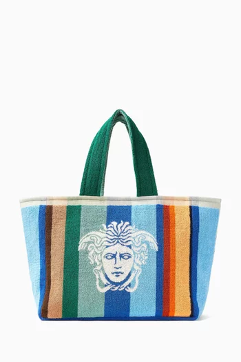 Striped Jacquard Tote Bag in Cotton Terry