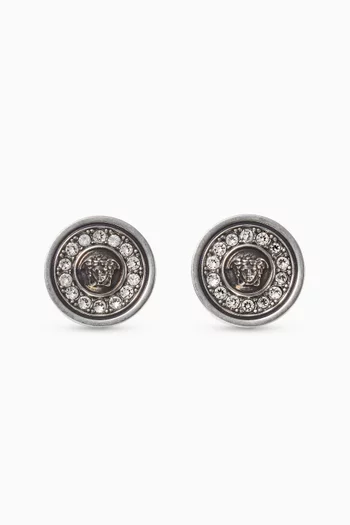 Medusa Crystal Earrings in Brass