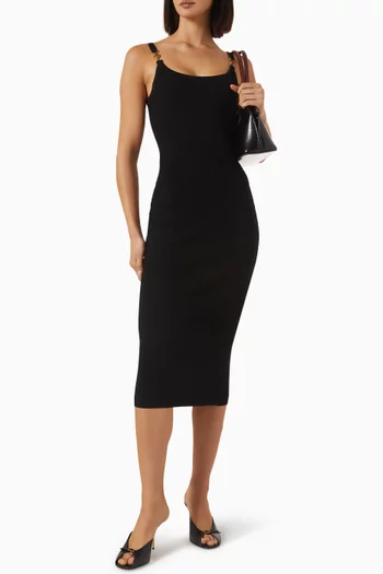 Rib-knit Dress in Viscose Mesh