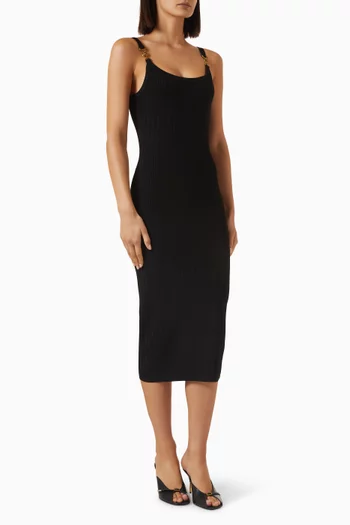 Rib-knit Dress in Viscose Mesh