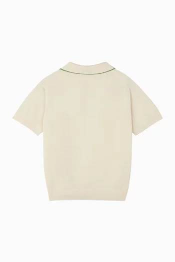 Mouliné Jacquard Knit Polo Shirt in Linen & Cotton