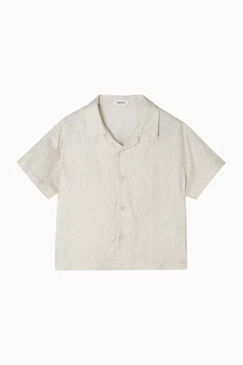 Greca Mosaic Shirt in Silk Twill