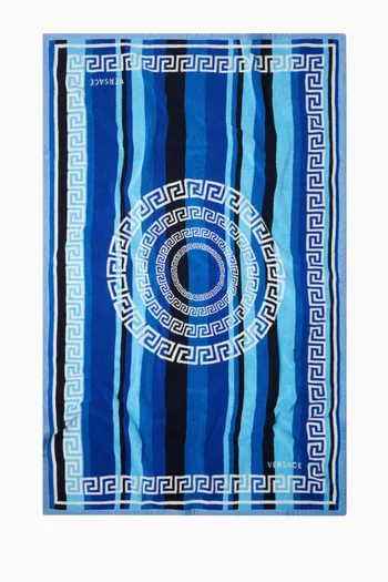 Striped Logo Beach Towel in Cotton-terry