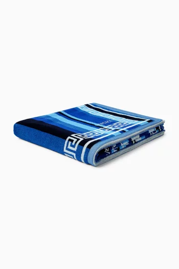 Striped Logo Beach Towel in Cotton-terry