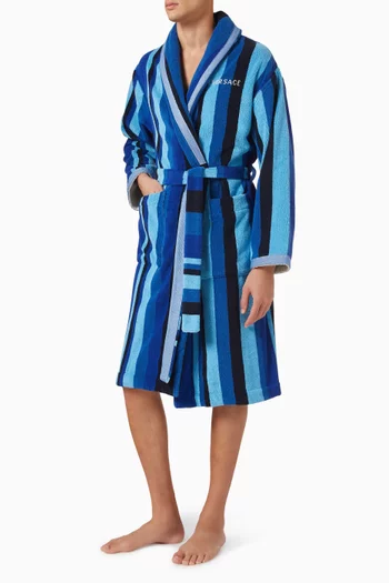 Striped Medusa Jacquard Bathrobe in Terry