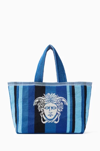 Striped Jacquard Tote Bag in Cotton Terry
