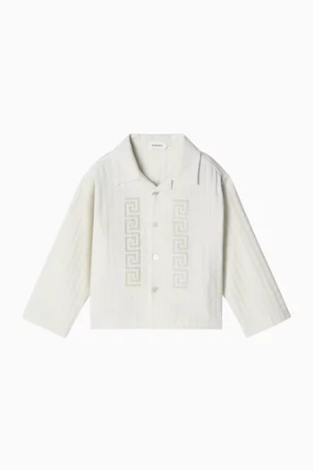 Micro-check Jacquard Shirt in Cotton