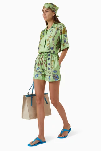 Broken Jewels Print Shorts in Silk-twill