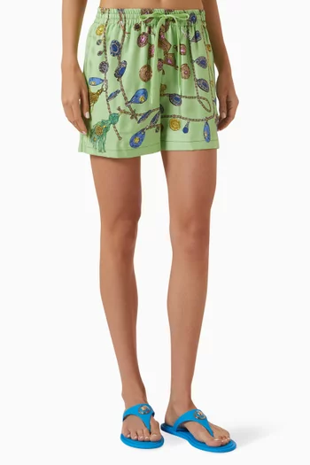 Broken Jewels Print Shorts in Silk-twill